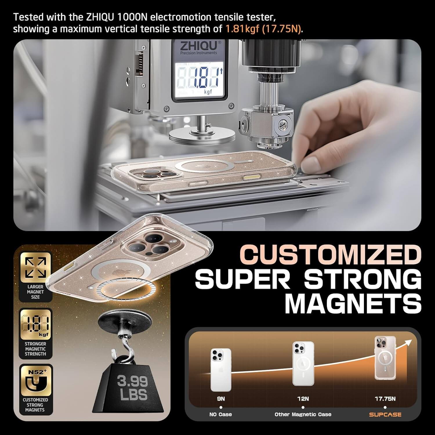 Supcase iPhone 16 Pro Max - Unicorn Beetle Slim Clear MagSafe Σκληρή Θήκη - Glitter Pink