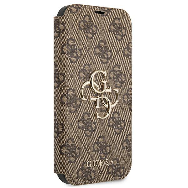 Guess iPhone 13 Pro Wallet Case Big Metal Logo Θήκη Πορτοφόλι με Επένδυση Συνθετικού Δέρματος - Brown - GUBKP13L4GMGBR