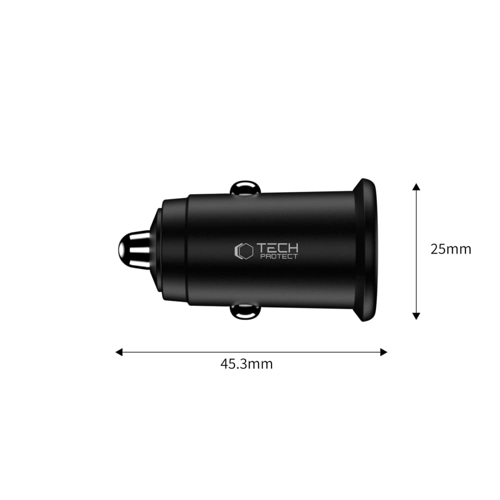 Tech - Protect CC02 PD35W Φορτιστής Αυτοκινήτου Γρήγορης Φόρτισης με 1 Θύρα Type - C και 1 Θύρα USB - Black