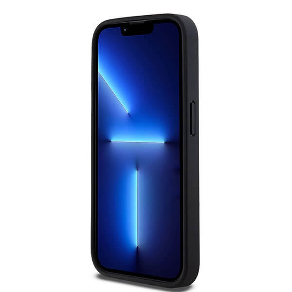 DKNY iPhone 15 Pro Max - Leather Mono Stripe and Metal Logo Σκληρή Θήκη με Επένδυση Συνθετικού Δέρματος - Black