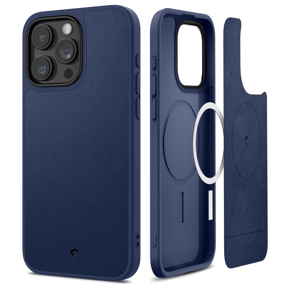 Spigen Cyrill iPhone 15 Pro Max Kajuk Mag Θήκη με Επένδυση Συνθετικού Δέρματος και MagSafe - Navy Blue
