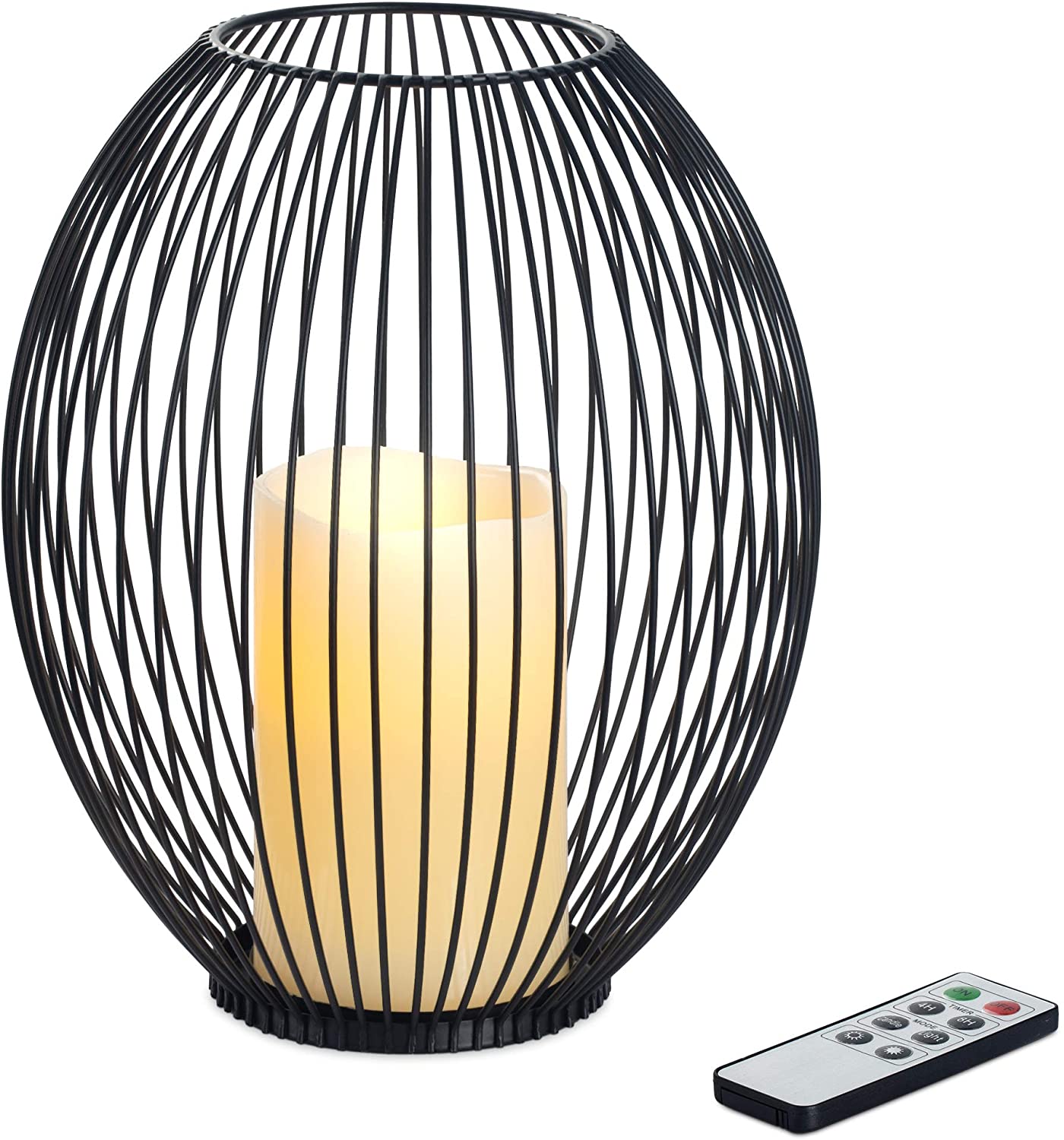 Navaris Μεταλλική Βάση με Κερί LED και τηλεχειριστήριο - Large - Black - 53306.03.01