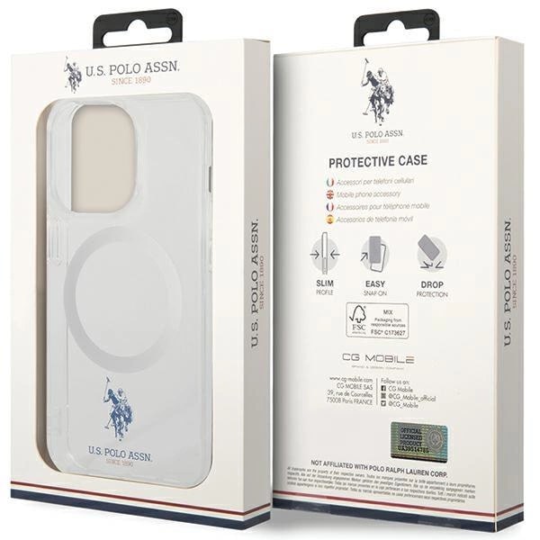 US Polo iPhone 15 Pro Transparent MagSafe Collection Σκληρή Θήκη με Πλαίσιο Σιλικόνης και MagSafe - Διάφανη