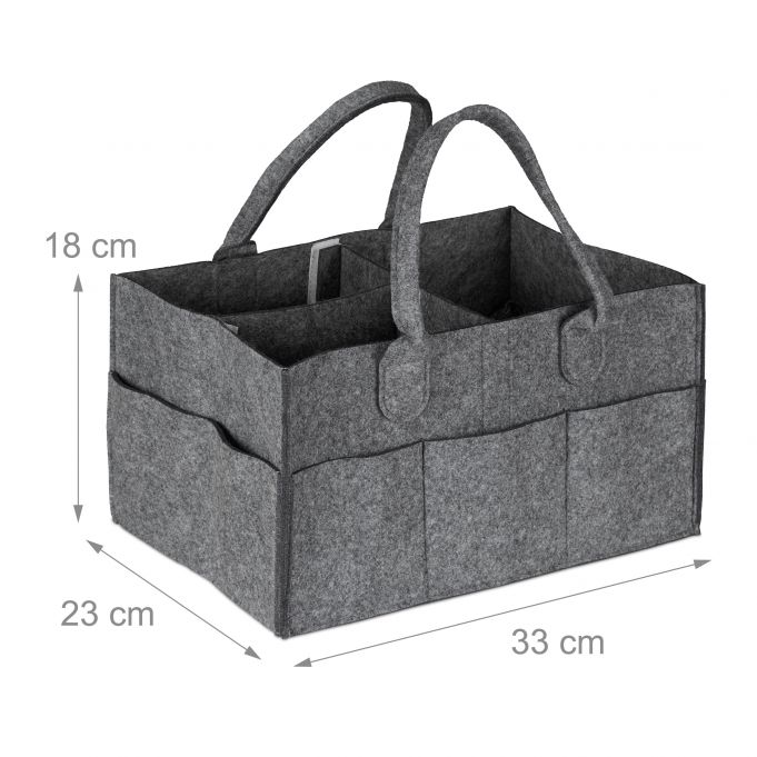 Relaxdays Baby Diaper Bag - Τσάντα Μεταφοράς και Αποθήκευσης για Πάνες από Τσόχα - Dark Grey - 4052025902025