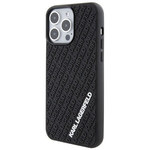 Karl Lagerfeld iPhone 15 Pro Max - 3D Rubber Multi Logo Σκληρή Θήκη με Πλαίσιο Σιλικόνης - Black - KLHCP15X3DMKRLK