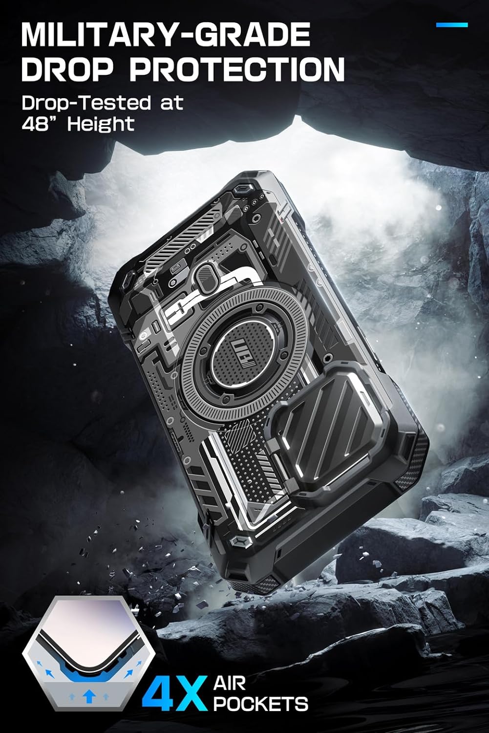 Supcase iPhone 15 Pro Max - Unicorn Beetle XT MagSafe - Σκληρή Θήκη με Προστασία Κάμερας / Stand - Black Circuit