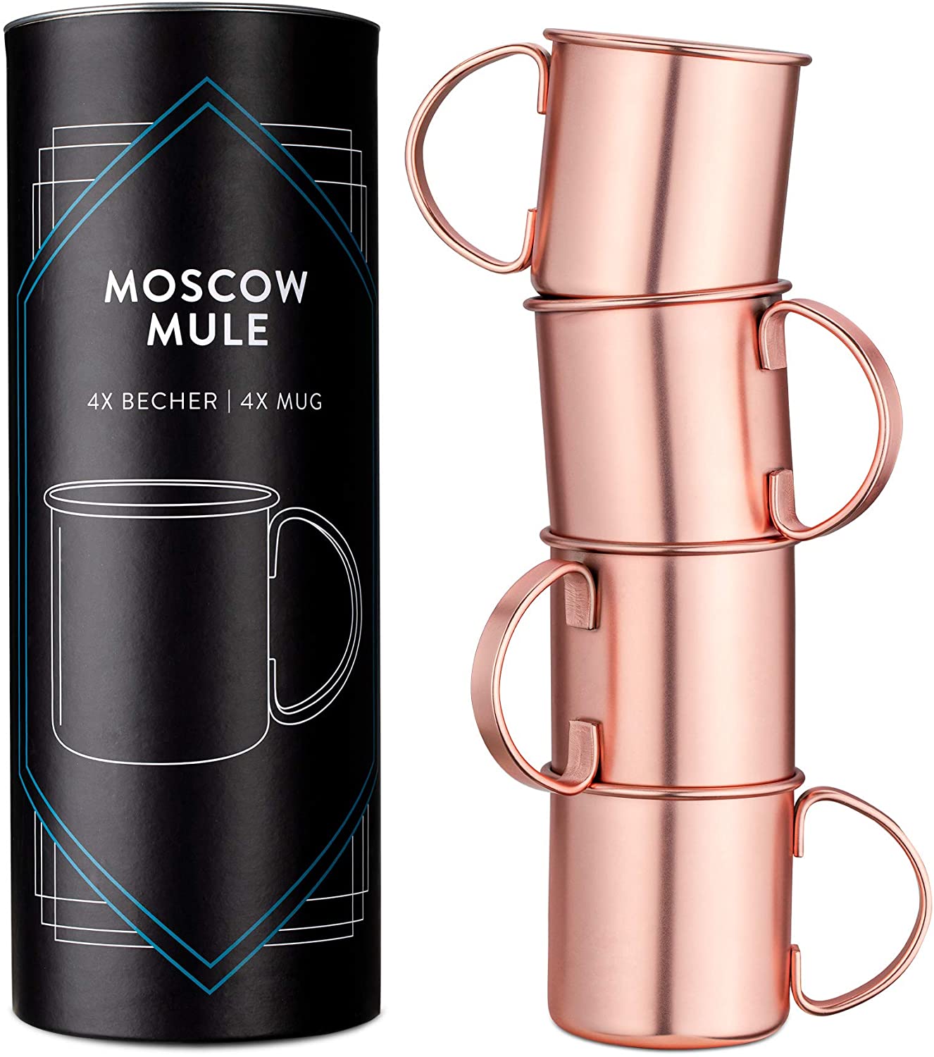 Navaris Moscow Mule Σετ με 4 Κούπες για Cocktail από Ανοξείδωτο Ατσάλι και Επίστρωση Χαλκού - 475ml - Copper - 46859.02.04