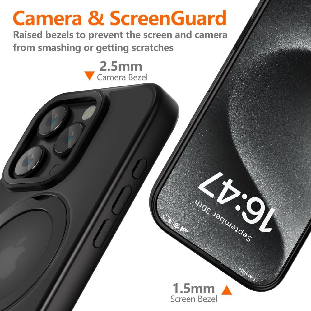Tech - Protect iPhone 16 Pro MagRing - Σκληρή MagSafe Θήκη με Περιστρεφόμενο Δαχτυλίδι Συγκράτησης / Stand - Matte Black / Ημιδιάφανη