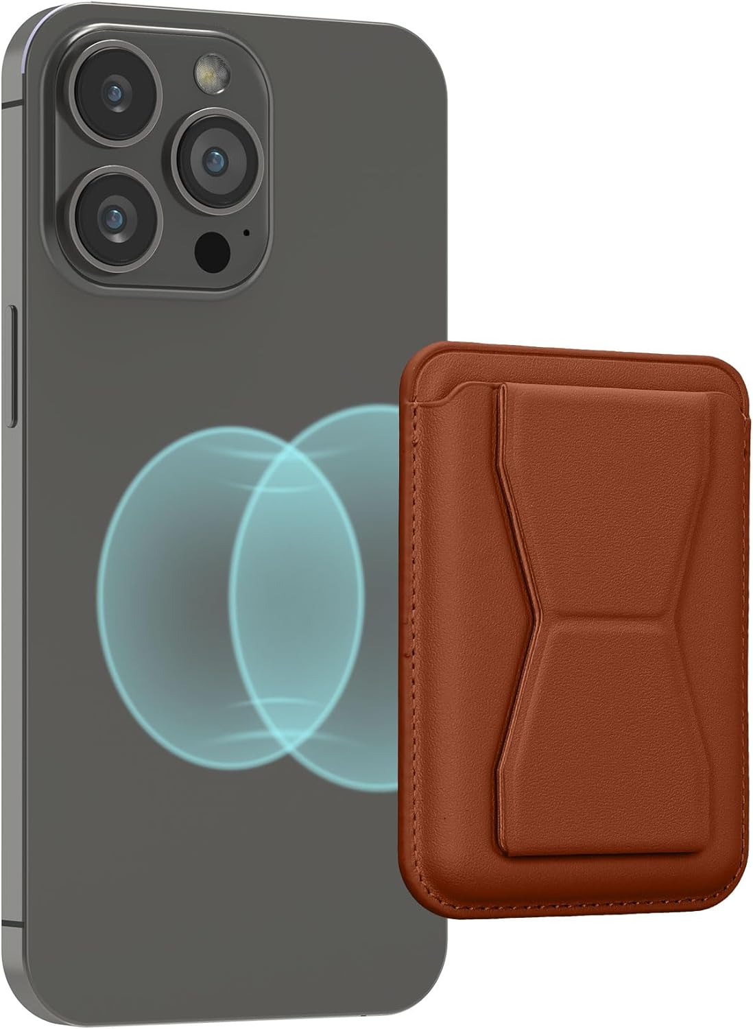KW iPhone Μαγνητική Θήκη για Πιστωτικές Κάρτες από Συνθετικό Δέρμα με Stand - Brown