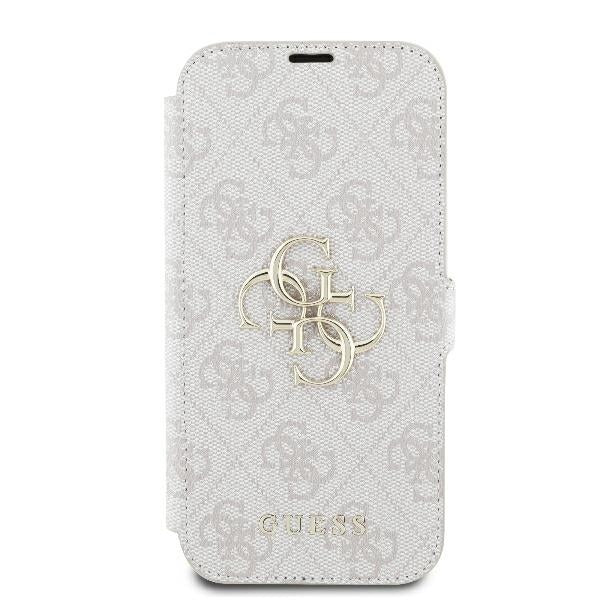 Guess iPhone 16 Plus - 4G Metal Logo Θήκη Πορτοφόλι με Επένδυση Συνθετικού Δέρματος - Pink - GUBKP16M4GMGPI