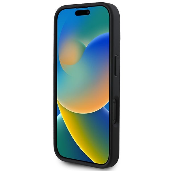 DKNY iPhone 16 - Quilted Stack Logo Σκληρή Θήκη με Επένδυση Συνθετικού Δέρματος - Black