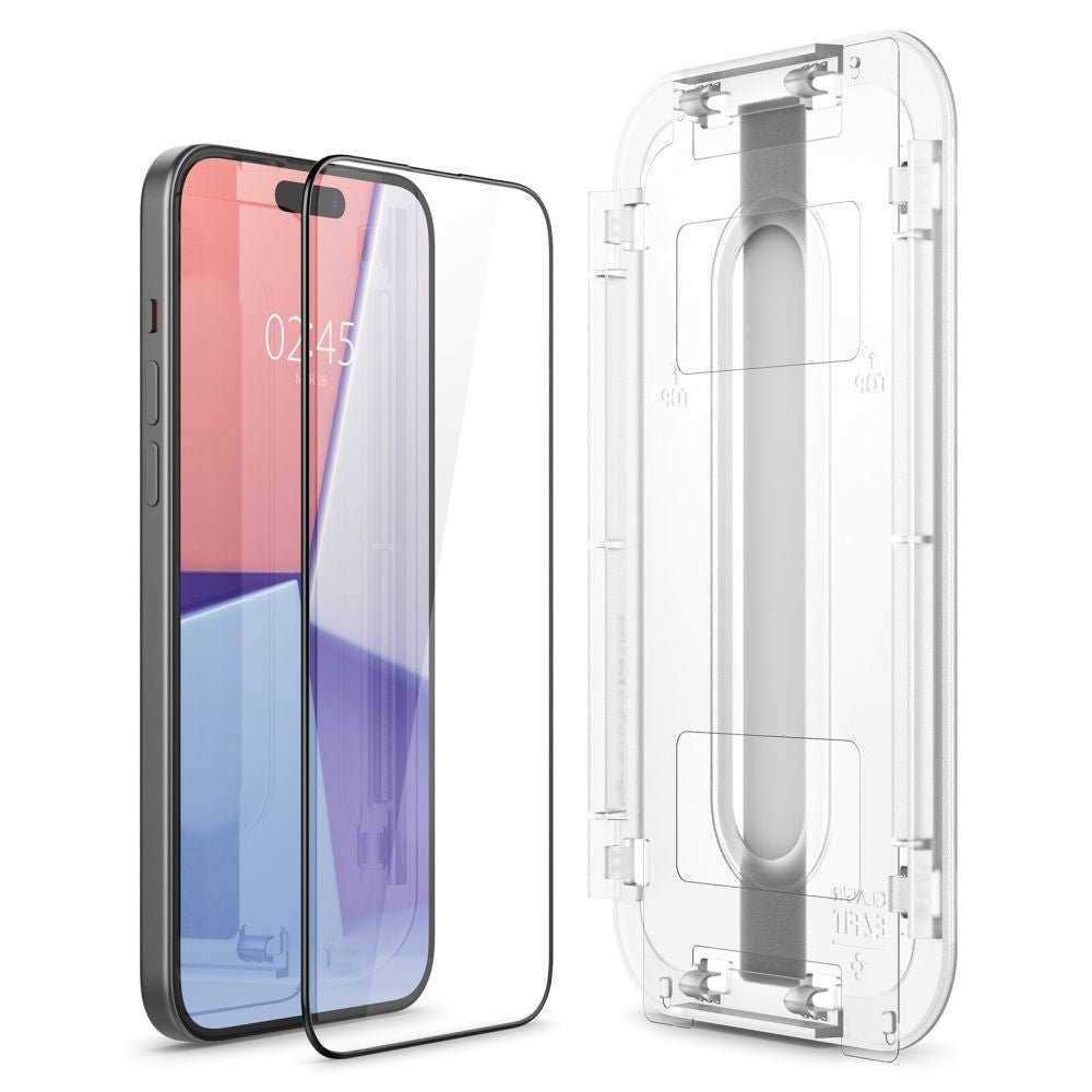 Spigen iPhone 15 Plus Glas.TR EZ Fit FC 0.3mm 2.5D 9H Case Friendly Full Screen Tempered Glass Αντιχαρακτικό Γυαλί Οθόνης - Black - AGL06888