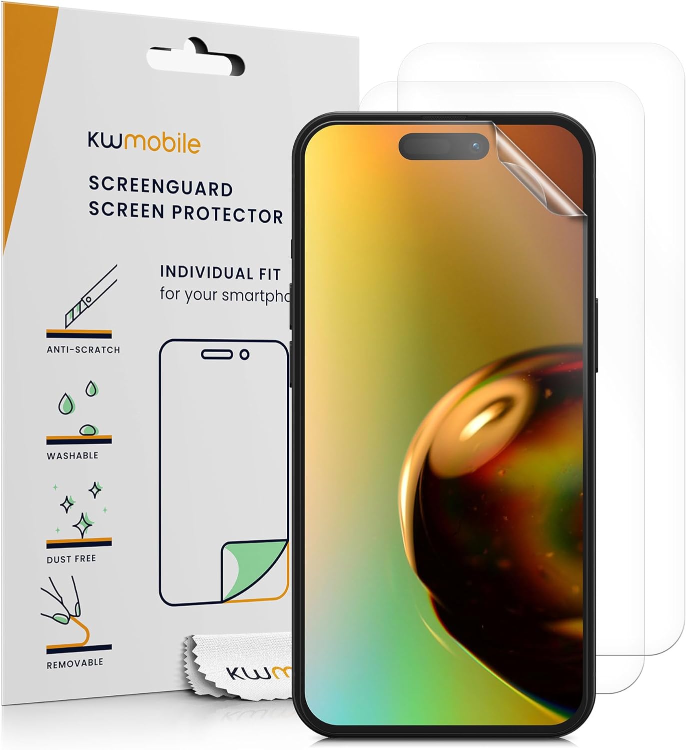 KW iPhone 15 Plus - Τρεις Μεμβράνες Προστασίας Οθόνης - Διάφανες - 62022.1