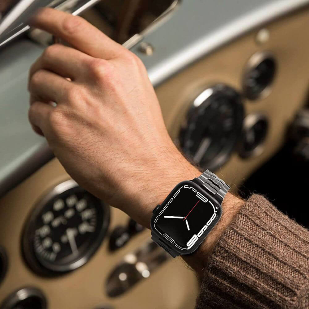 Techsuit Λουράκι Apple Watch 4/5/6/7/8/9/10/11 - SE (1/2/3) - Ultra (1/2/3) - 42/44/45/49mm Watchband από Ανοξείδωτο Ατσάλι W063 - Black
