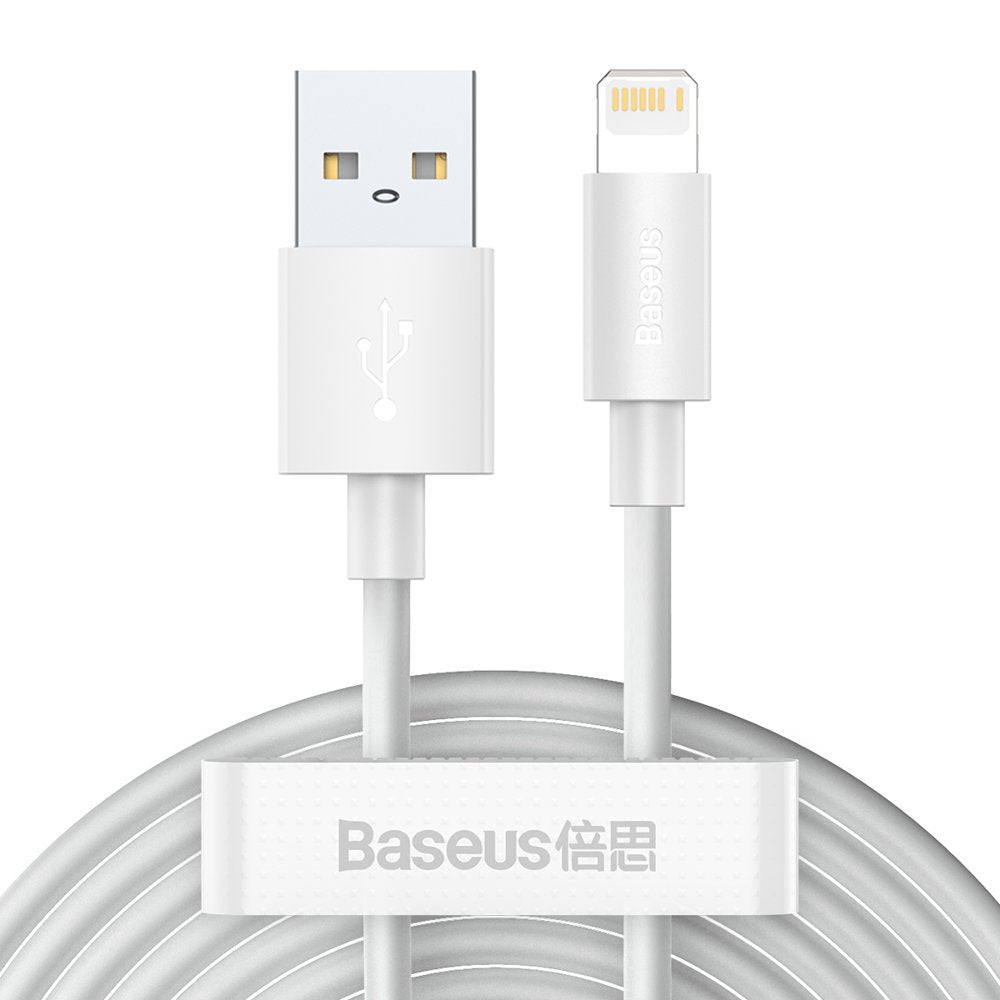 Baseus Simple Wisdom Lightning 2.4A - Καλώδιο Δεδομένων και Φόρτισης Lightning 1,5M για iPhone - 2 Τεμάχια - White - TZCALZJ - 02