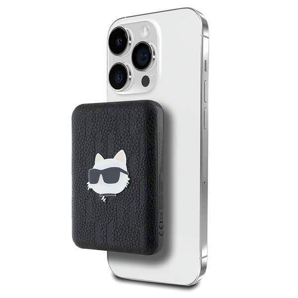 Karl Lagerfeld PowerBank - MagSafe Choupette Head Pin - 5000 mAh - Black - KLPB5FPGKSCHHK