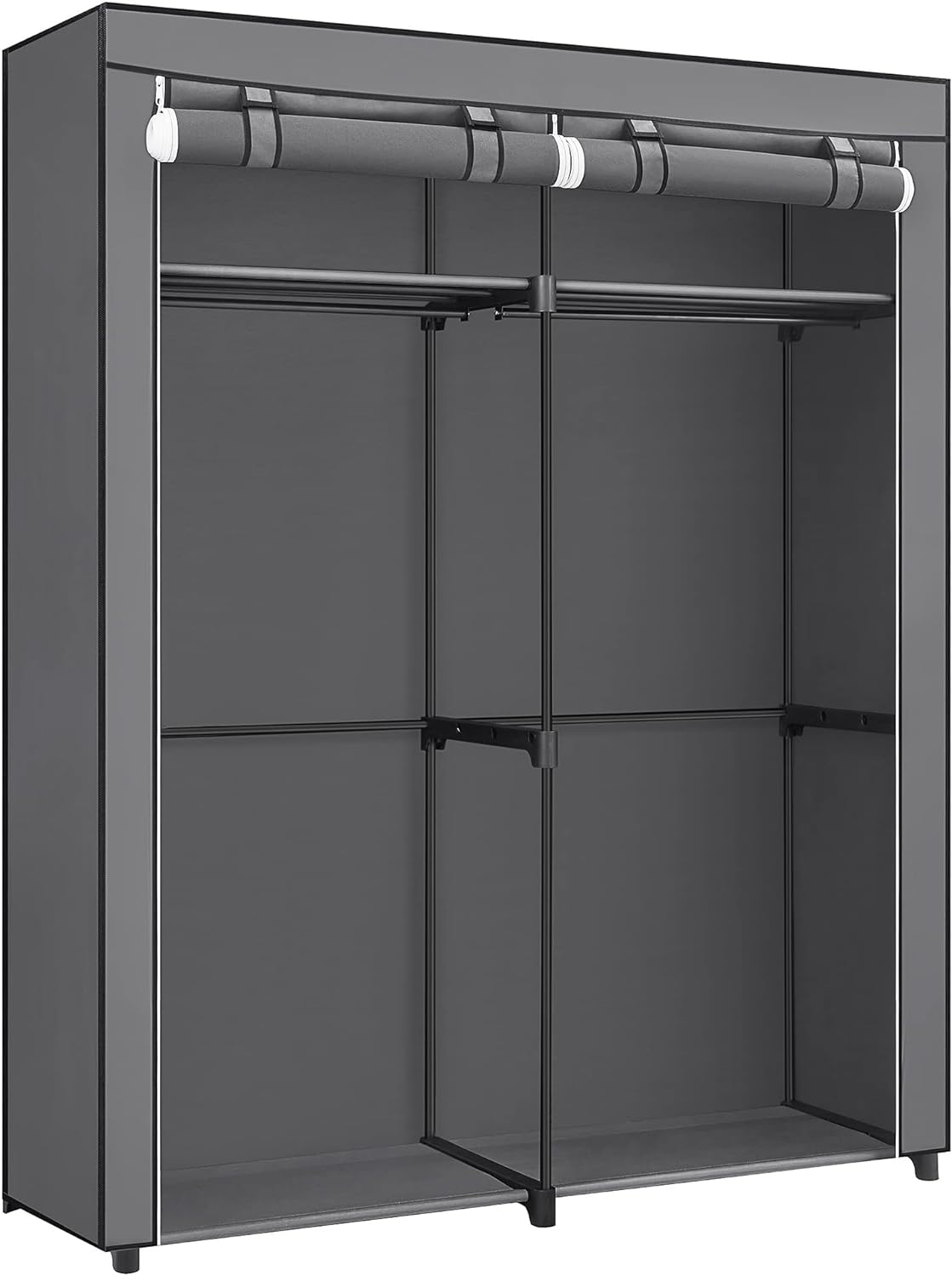 Songmics Υφασμάτινη Ντουλάπα με Ράγα Ρούχων και Ράφια - 140 x 43 x 174 cm - Grey - RYG02GY