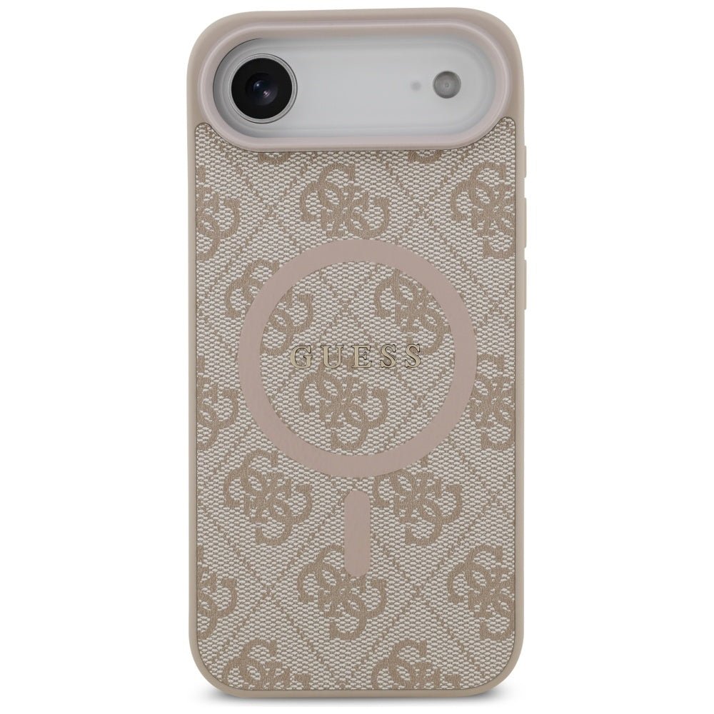 Guess iPhone Air - 4G Ring Classic Logo MagSafe - Σκληρή Θήκη με Πλαίσιο Σιλικόνης και Επένδυση Συνθετικού Δέρματος - Pink - GUHMP17MG4GFRP