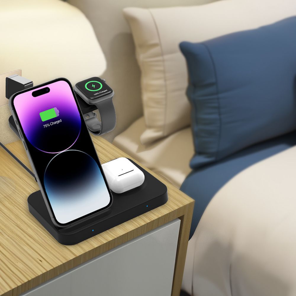 Tech - Protect QI15W - A37 3in1 Ασύρματος Φορτιστής Qi Charge για Android, Airpods / Galaxy Buds και Apple Watch - Black