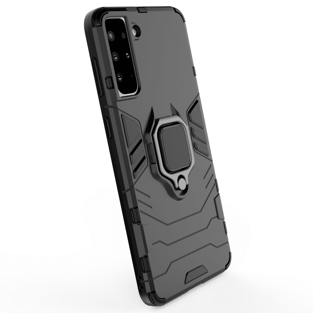 OEM Samsung Galaxy S22 Plus Rugged Armor Σκληρή Θήκη Υψηλής Προστασίας με Πλαίσιο Σιλικόνης και Δαχτυλίδι Συγκράτησης - Black