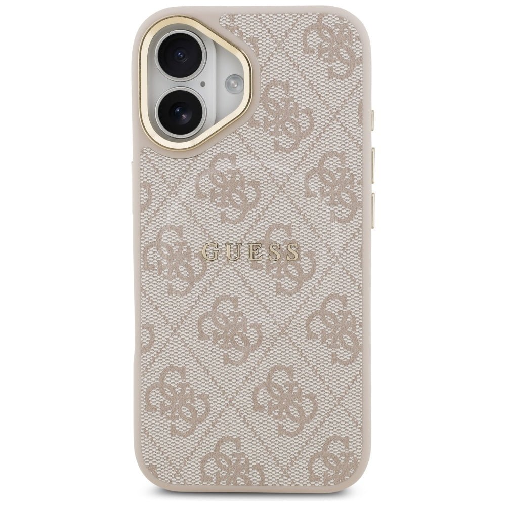 Guess iPhone 17 - 4G PU Classic Logo MagSafe - Σκληρή Θήκη με Πλαίσιο Σιλικόνης και Επένδυση Οικολογικού Δέρματος - Pink - GUHMP17SP4MSEGCP
