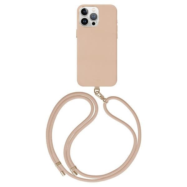 Uniq iPhone 15 Pro Coehl Muse Σκληρή Θήκη MagSafe με Επένδυση Συνθετικού Δέρματος και Λουράκι - Dusty Nude
