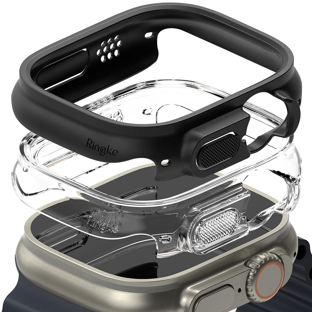 Ringke Θήκη Apple Watch Ultra (1/2/3) - 49mm Slim - 2 Τεμάχια - Διάφανο - Matte Black