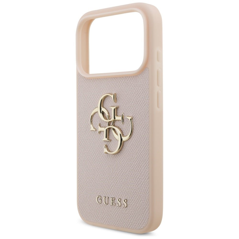 Guess iPhone 17 Pro - Grained Big 4G and Classic Logo - Σκληρή Θήκη με Επένδυση από Οικολογικό Δέρμα - Pink - GUHCP17LPGT4MBP