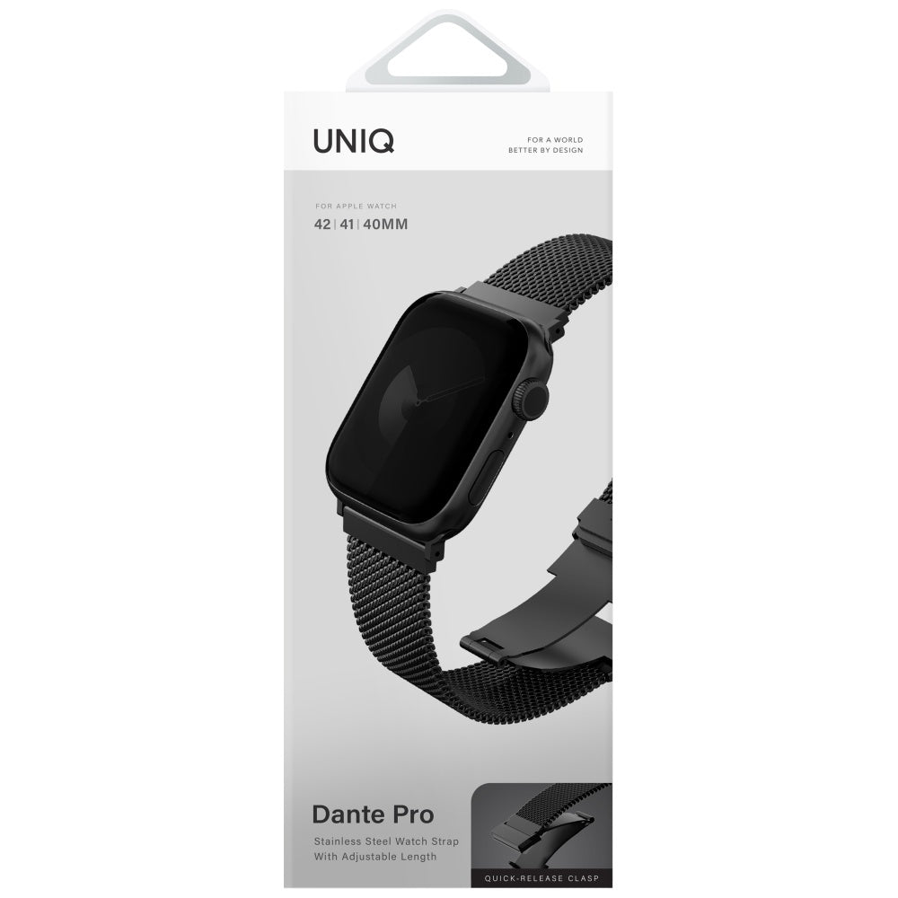 Uniq Λουράκι Apple Watch 7/8/9/10/11/12 - SE (1/2/3) – 40/41/42mm από Ανοξείδωτο Ατσάλι - Dante Pro - Graphite Black