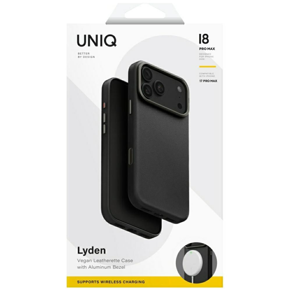 Uniq iPhone 18 Pro Max / iPhone 17 Pro Max - Σκληρή Θήκη με Επένδυση Συνθετικού Δέρματος MagSafe - Lyden MagClick - Black