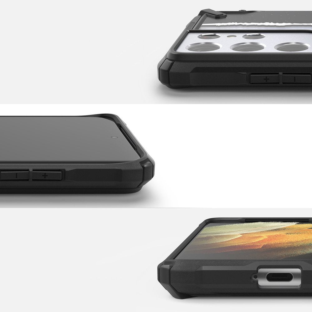 Ringke Samsung Galaxy S21 Ultra Fusion X Σκληρή Θήκη με Πλαίσιο Σιλικόνης - Design Routine - Black - Διάφανη