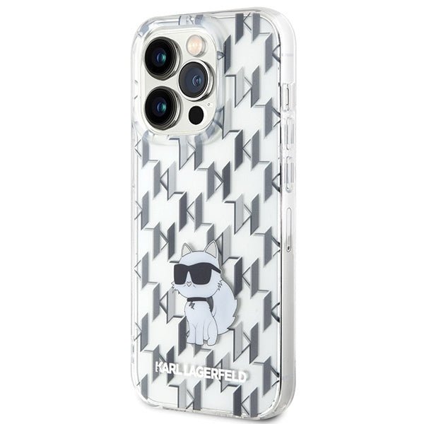 Karl Lagerfeld iPhone 15 Pro Max Monogram Choupette Σκληρή Θήκη με Πλαίσιο Σιλικόνης - Διάφανη - KLHCP15XHNCMKLT