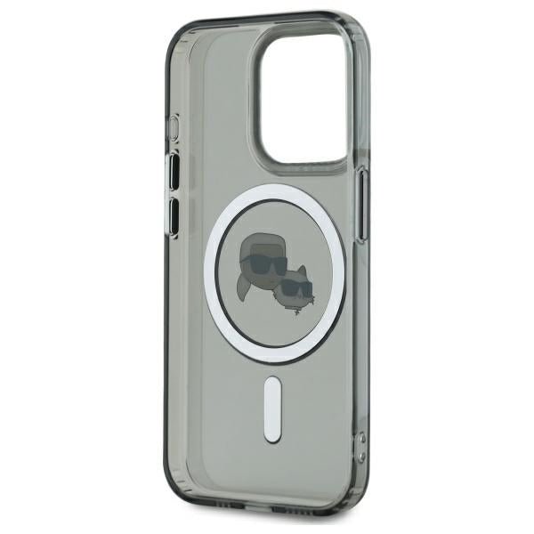 Karl Lagerfeld iPhone 15 Pro Max - IML Metal Karl and Choupette Head - Σκληρή Θήκη με Πλαίσιο Σιλικόνης και MagSafe - Black - KLHMP15XHLSKCK