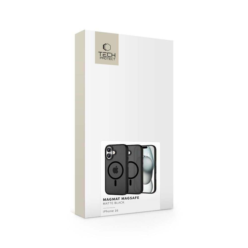 Tech - Protect iPhone 16 MagMat Σκληρή Θήκη με Πλαίσιο Σιλικόνης και MagSafe - Matte Black / Ημιδιάφανη