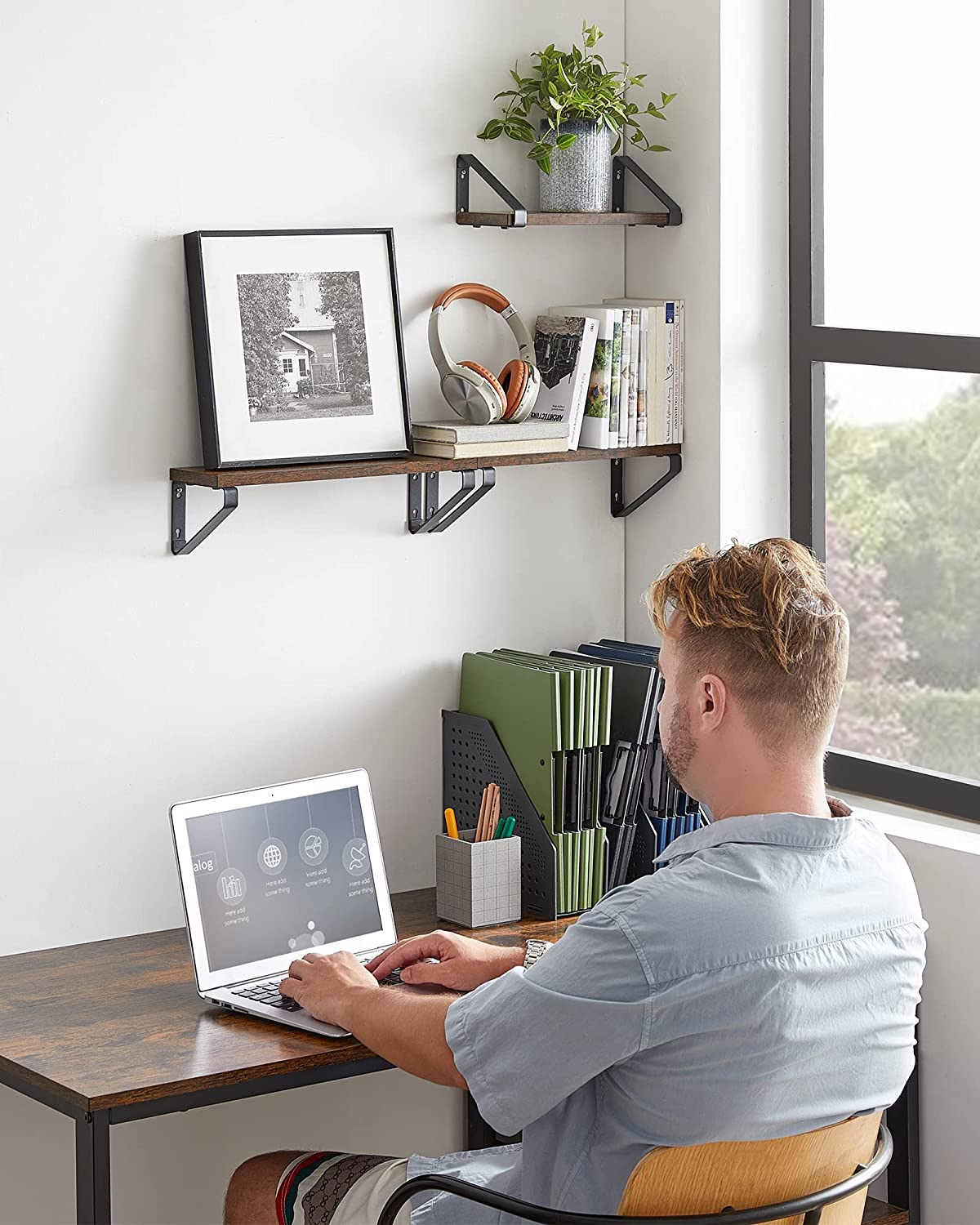 Vasagle Σετ 3 Ράφια Διαφορετικού Μεγέθους - Vintage Brown / Black - LWS33BX