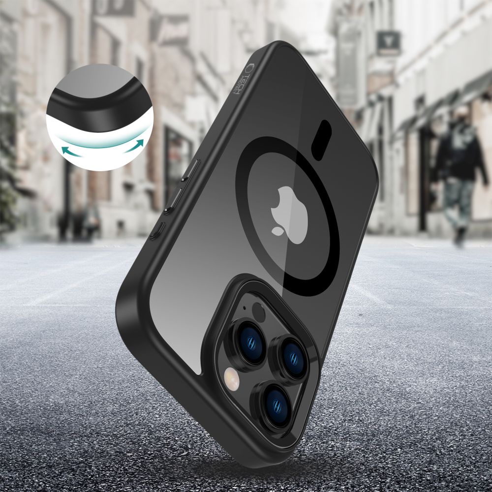 Tech - Protect iPhone 16 Pro MagMat Σκληρή Θήκη με Πλαίσιο Σιλικόνης και MagSafe - Black / Clear