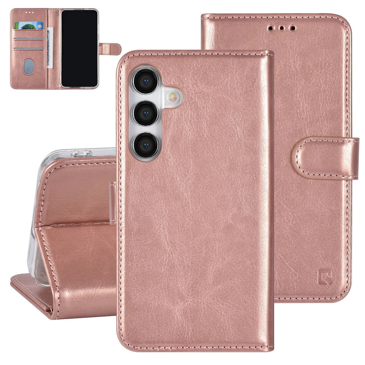 Tuniq Samsung Galaxy S24 - Θήκη Πορτοφόλι Stand από Δερματίνη - Rose Gold