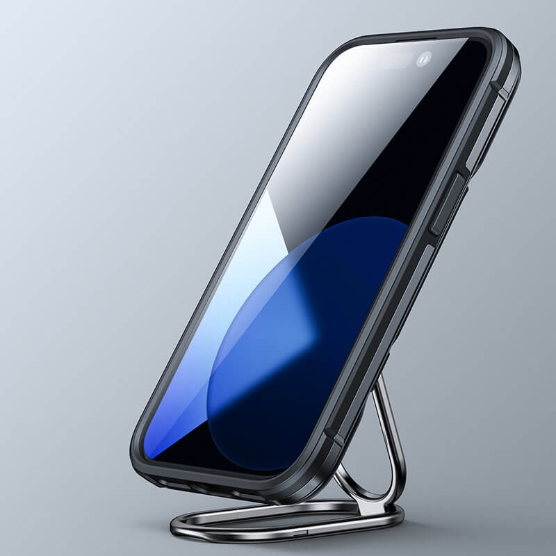 Joyroom iPhone 14 Pro Dual Hinge Σκληρή Θήκη Υψηλής Προστασίας με Δαχτυλίδι Συγκράτησης - Black - JR - 14S2
