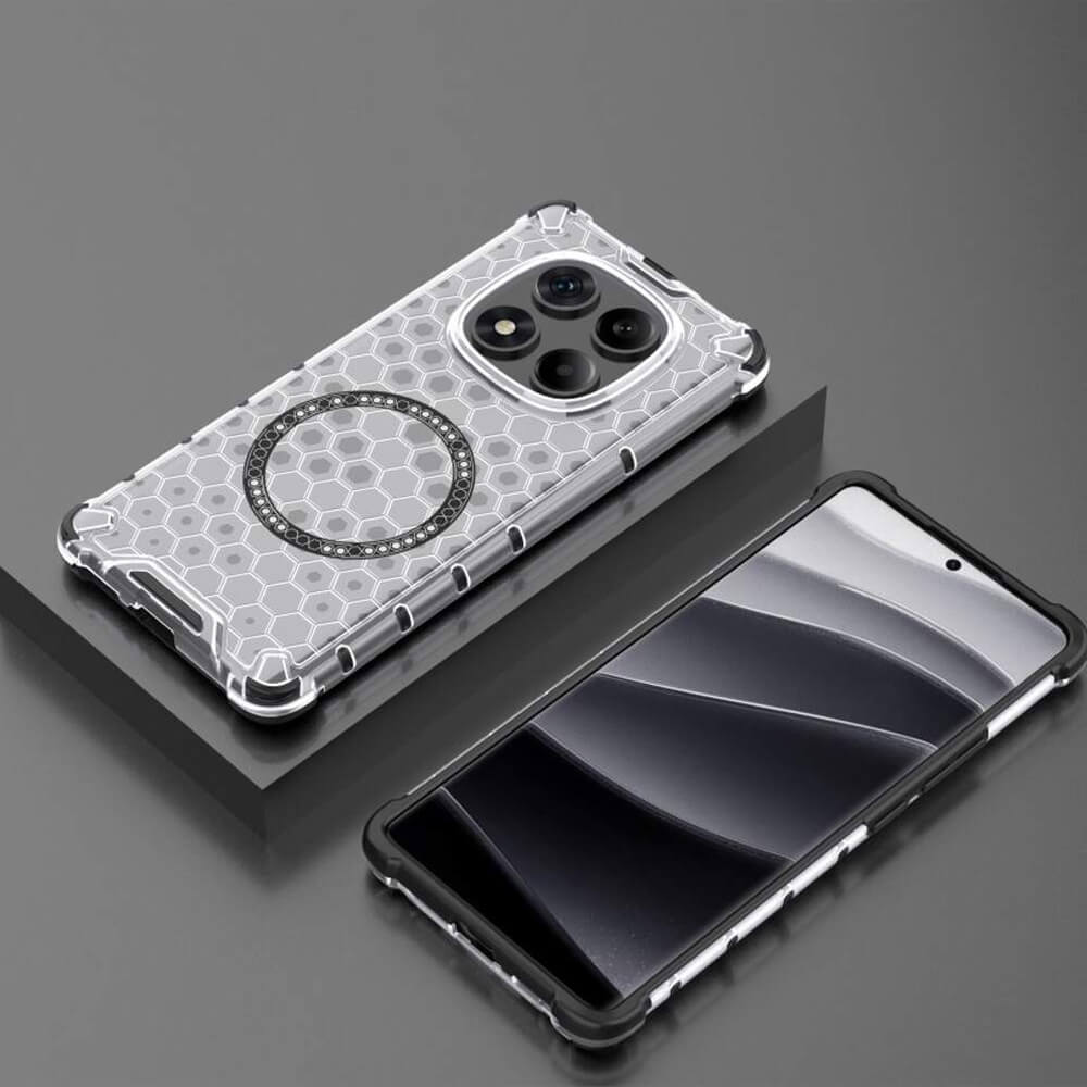 Techsuit Xiaomi Redmi Note 14 Pro+ 5G Honeycomb Shield MagSafe Σκληρή Θήκη με Πλαίσιο Σιλικόνης - White