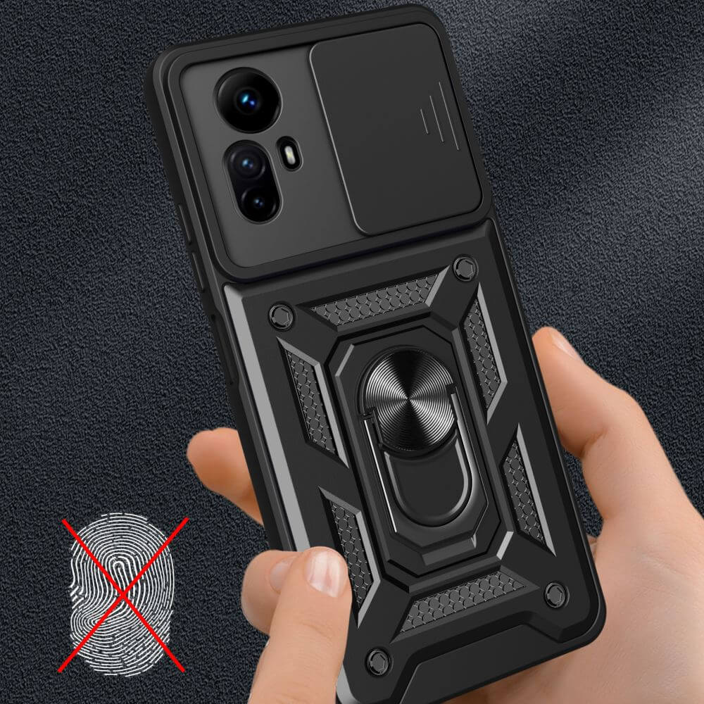 Tech - Protect Xiaomi Redmi Note 12S Camshield Pro Σκληρή Θήκη με Πλαίσιο Σιλικόνης και Δαχτυλίδι Συγκράτησης - Black