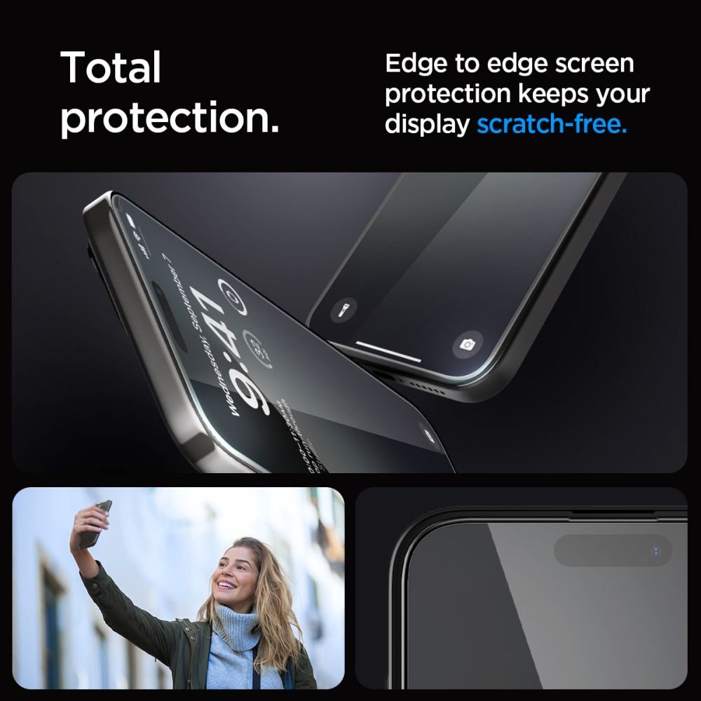 Spigen iPhone 15 Pro Glas.TR EZ Fit FC 0.3mm 2.5D 9H Case Friendly Full Screen Tempered Glass Αντιχαρακτικό Γυαλί Οθόνης - Black - AGL06899