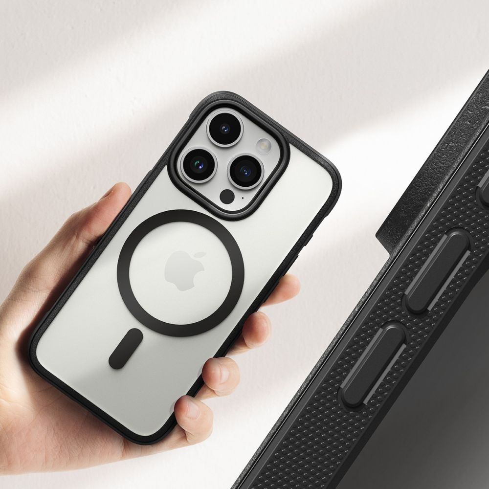 Ringke iPhone 15 Pro Max Fusion Bold MagSafe Σκληρή Θήκη με Πλαίσιο Σιλικόνης και MagSafe - Matte Black / Διάφανη