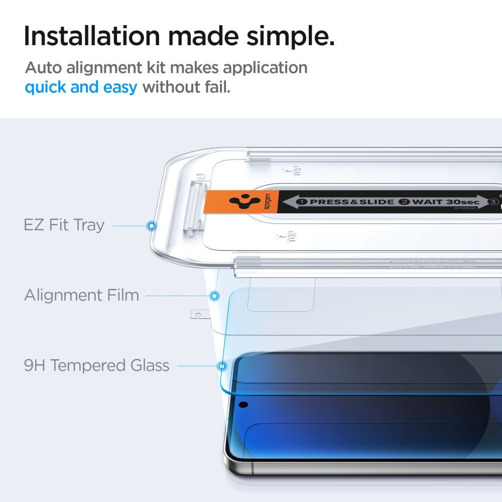 Spigen Samsung Galaxy S24 FE Glas.TR EZ Fit 0.2mm 2.5D 9H Tempered Glass Αντιχαρακτικό Γυαλί Οθόνης - 2 Τεμάχια - Clear - AGL08729