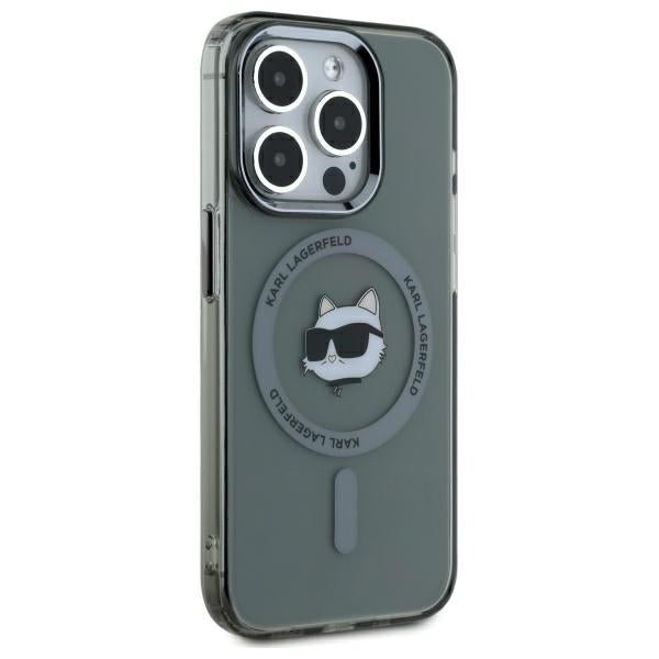 Karl Lagerfeld iPhone 15 Pro Max - IML Metal Choupette Head - MagSafe Σκληρή Θήκη με Πλαίσιο Σιλικόνης - Black - KLHMP15XHLSCHK