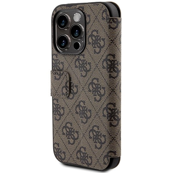 Guess iPhone 15 Pro Max 4G Big Metal Logo Θήκη Πορτοφόλι με Επένδυση Συνθετικού Δέρματος - Brown - GUBKP15X4GMGBR