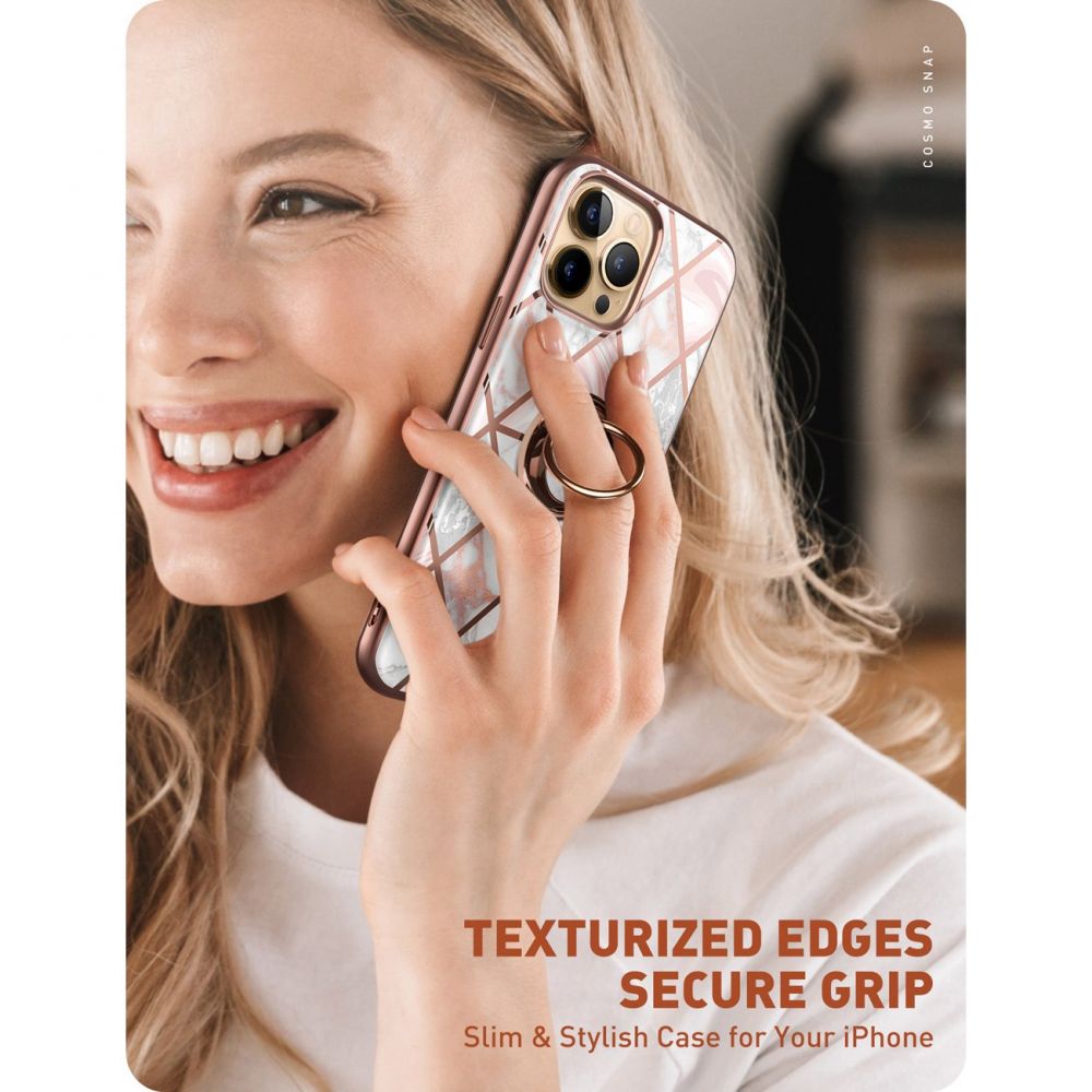 i - Blason iPhone 13 Pro IBLSN Cosmo Snap Σκληρή Θήκη με Δαχτυλίδι Συγκράτησης - Marble Pink