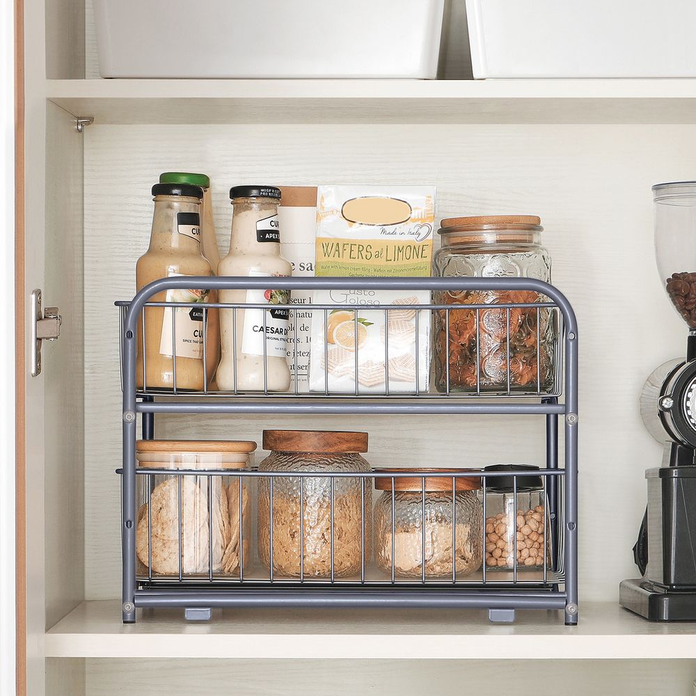 Songmics Μεταλλικό Ράφι Κουζίνας 2 Επιπέδων - Silver - KCS017E01V1