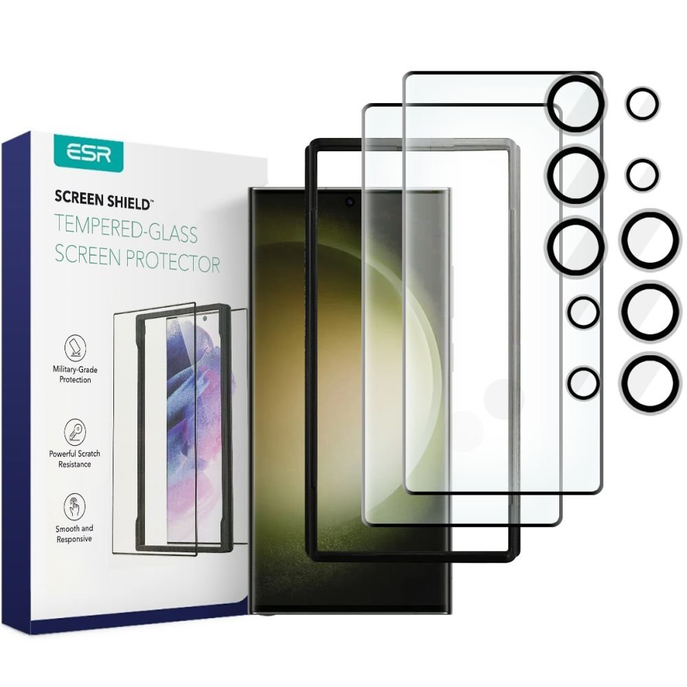 ESR Samsung Galaxy S23 Ultra - Screen Shield Σετ με 2 Tempered Glass Αντιχαρακτικά Γυαλιά Οθόνης και 2 Αντιχαρακτικά Γυαλιά για την Κάμερα 9H - Διάφανα