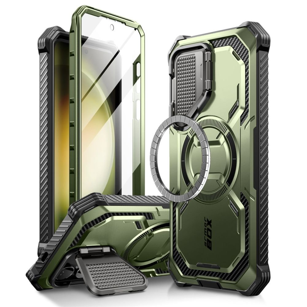 Supcase Samsung Galaxy S24 Armorbox Magsafe Σκληρή Θήκη με Προστασία Οθόνης και Κάλυμμα Κάμερας / Stand - Green