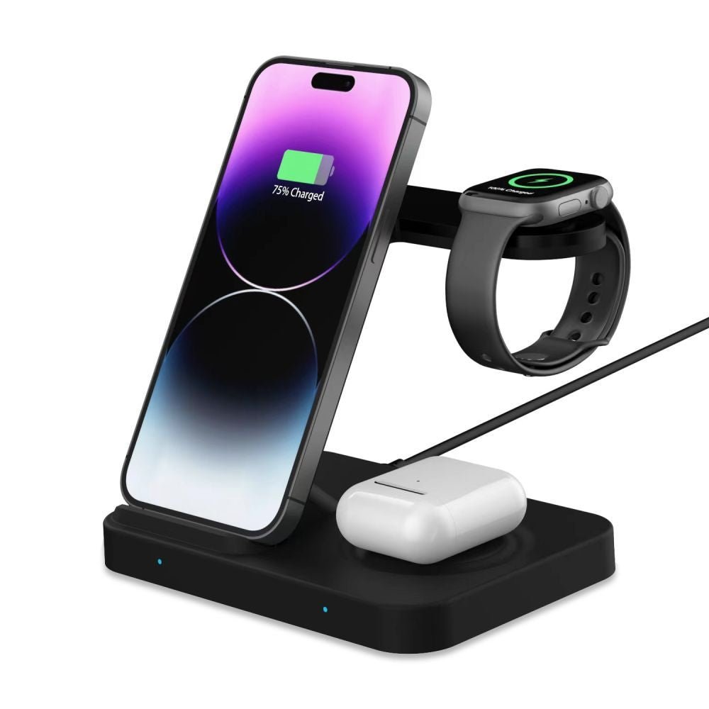 Tech - Protect QI15W - A37 3in1 Ασύρματος Φορτιστής Qi Charge για Android, Airpods / Galaxy Buds και Apple Watch - Black